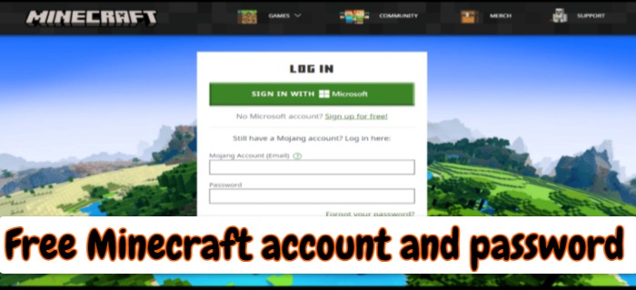 Free Minecraft account and password