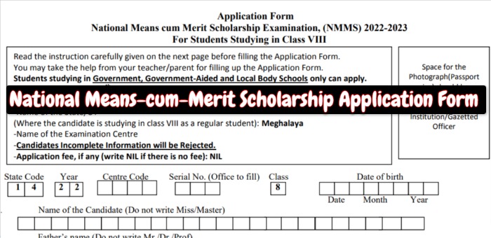 National Means-cum-Merit Scholarship Application Form