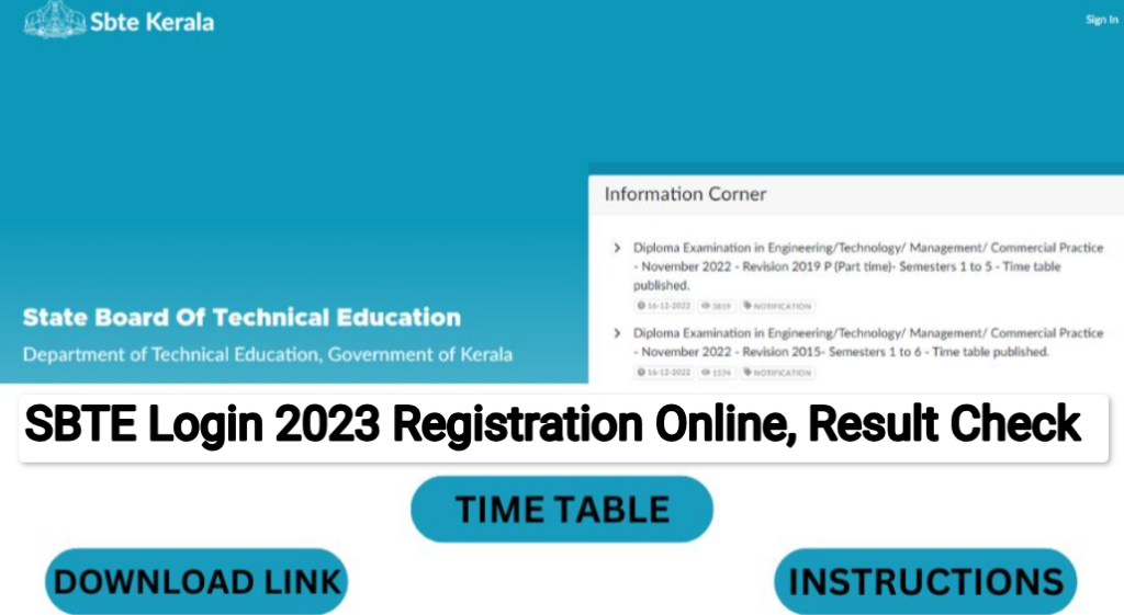 SBTE Login 2023 Registration Online @www.sbte.kerala.gov.in Portal, Result Check