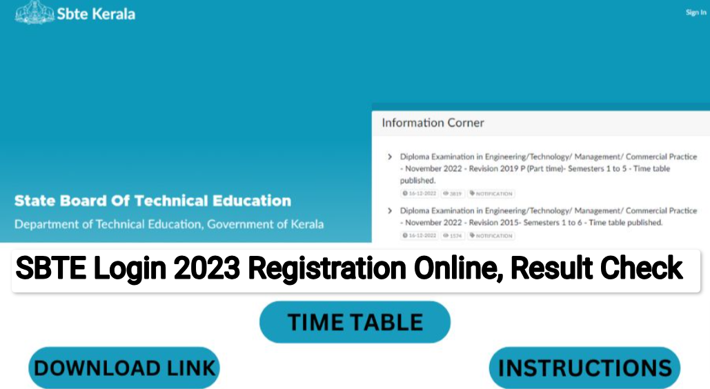 SBTE Login 2023 Registration Online @www.sbte.kerala.gov.in Portal, Result Check