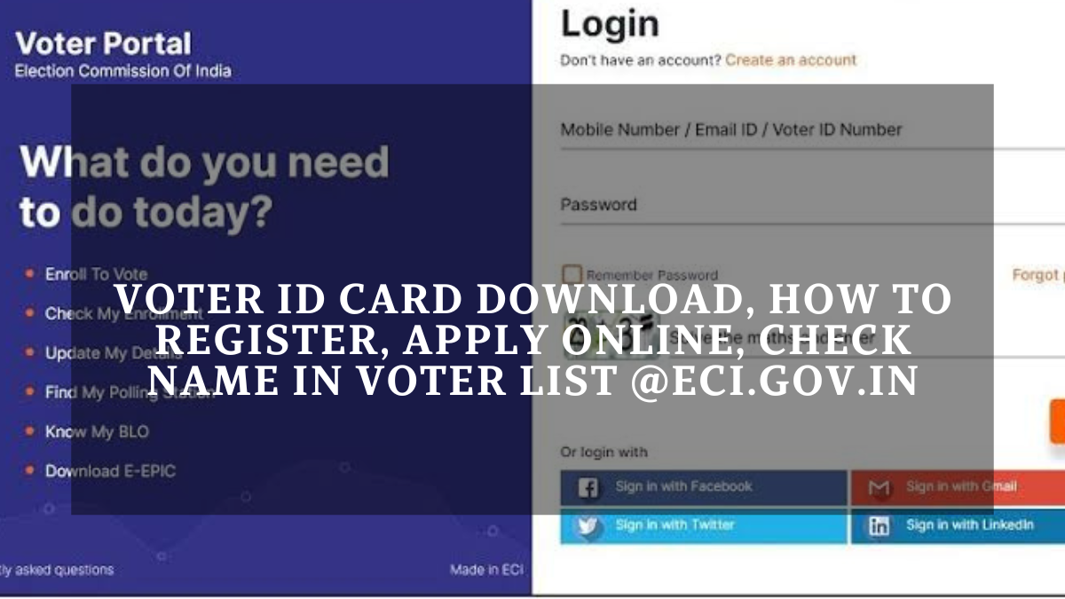 Voter ID Card Download, How to Register, Apply Online, Check Name in Voter List @eci.gov.in